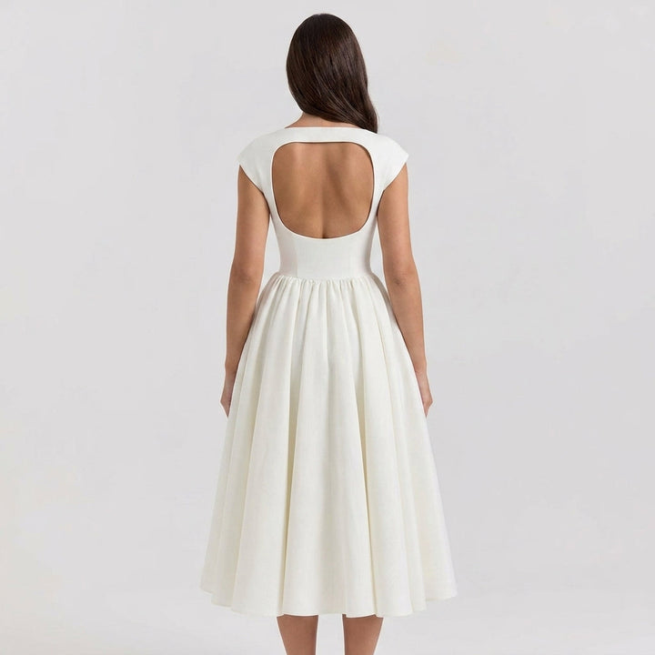 Women's Structured Cap Sleeve Midi Occasion Dress