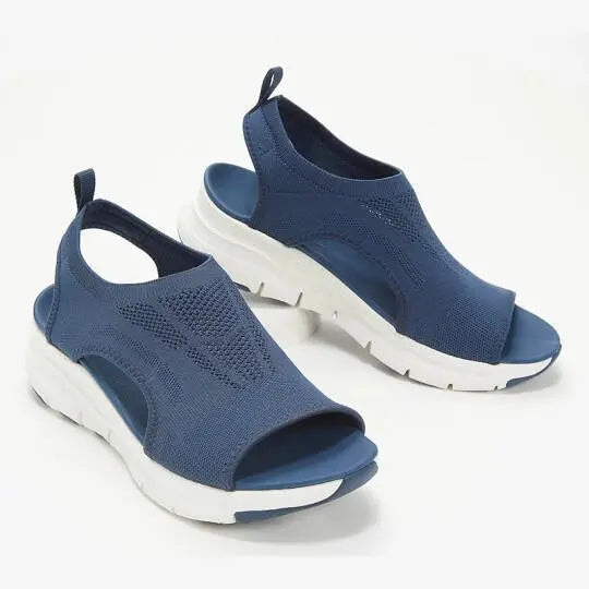 Women’s Open Toe Slip On Platform Sandals with Wide Strap