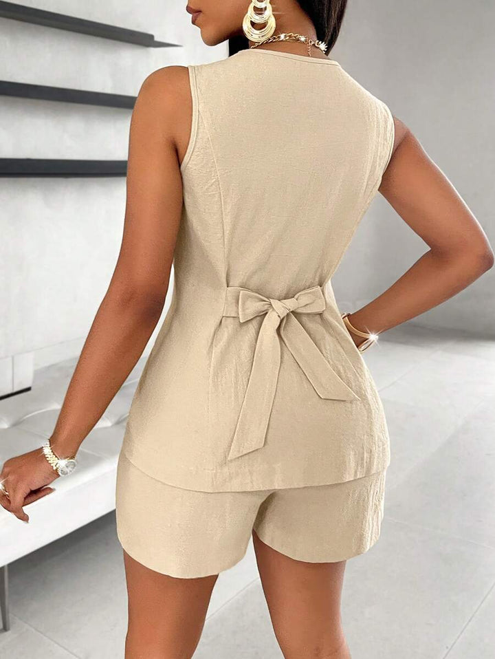 Women's Waistcoat Summer Shorts Co Ord Set