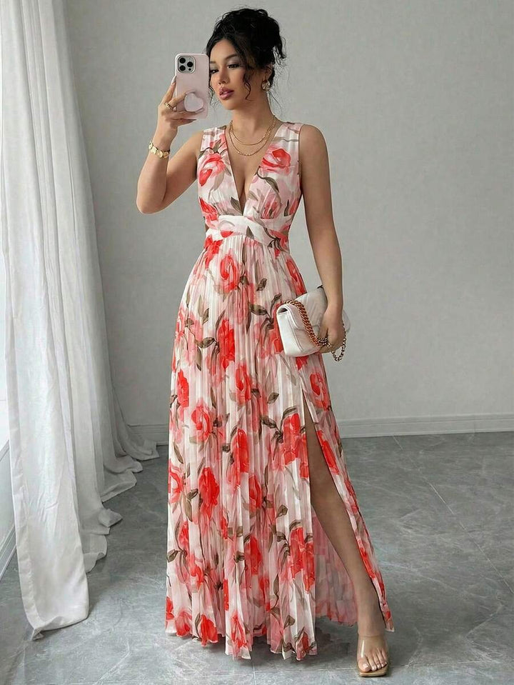 Women's Floral Chiffon Maxi Dress Wedding Guest Women