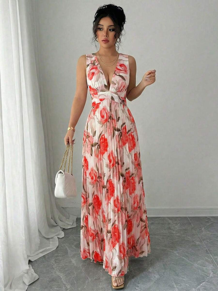 Women's Floral Chiffon Maxi Dress Wedding Guest Women