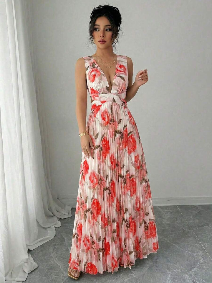 Women's Floral Chiffon Maxi Dress Wedding Guest Women