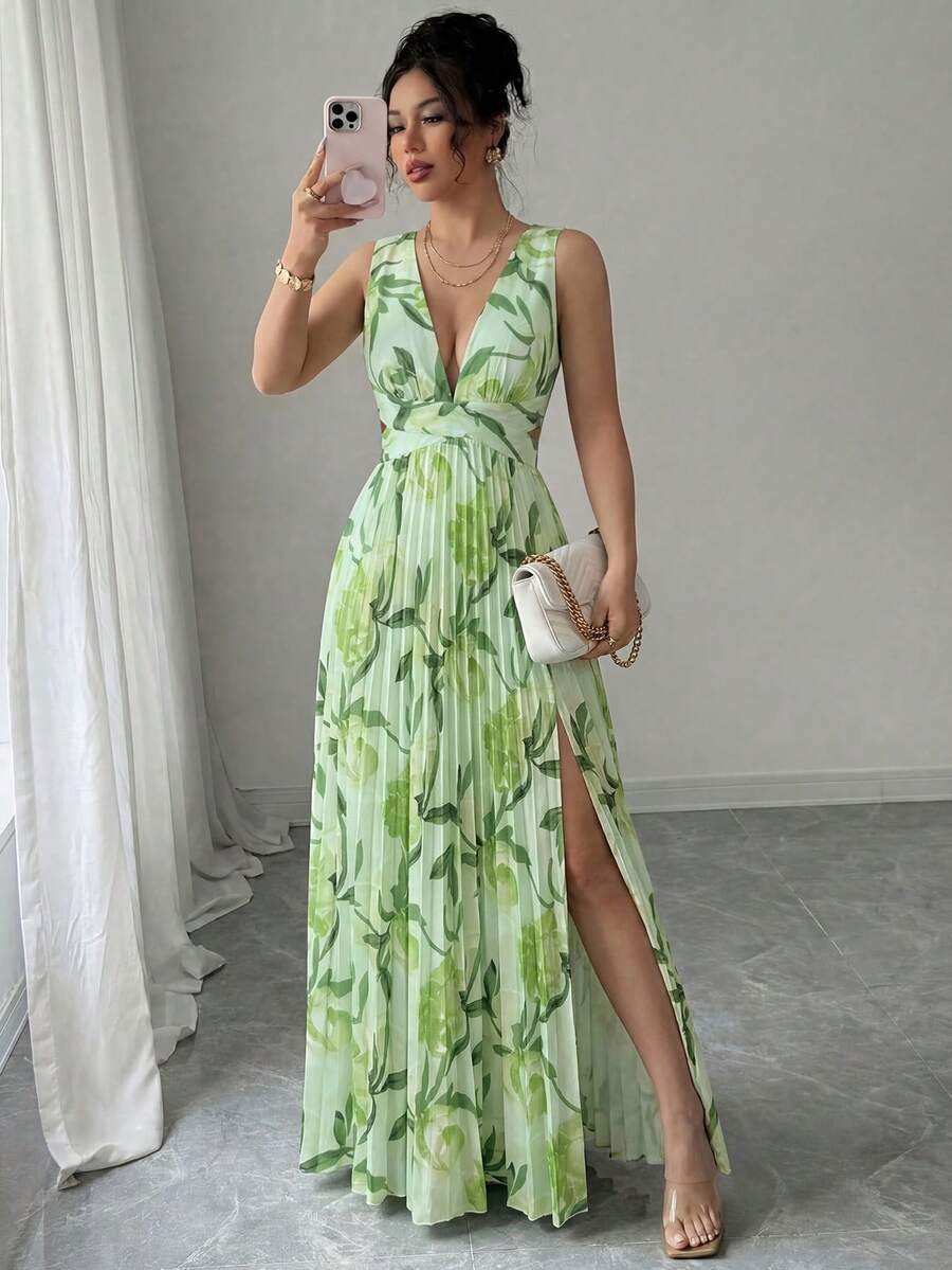 Women's Floral Chiffon Maxi Dress Wedding Guest Women