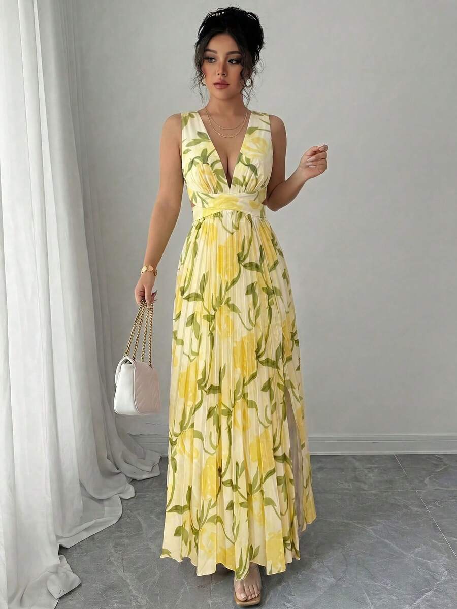 Women's Floral Chiffon Maxi Dress Wedding Guest Women