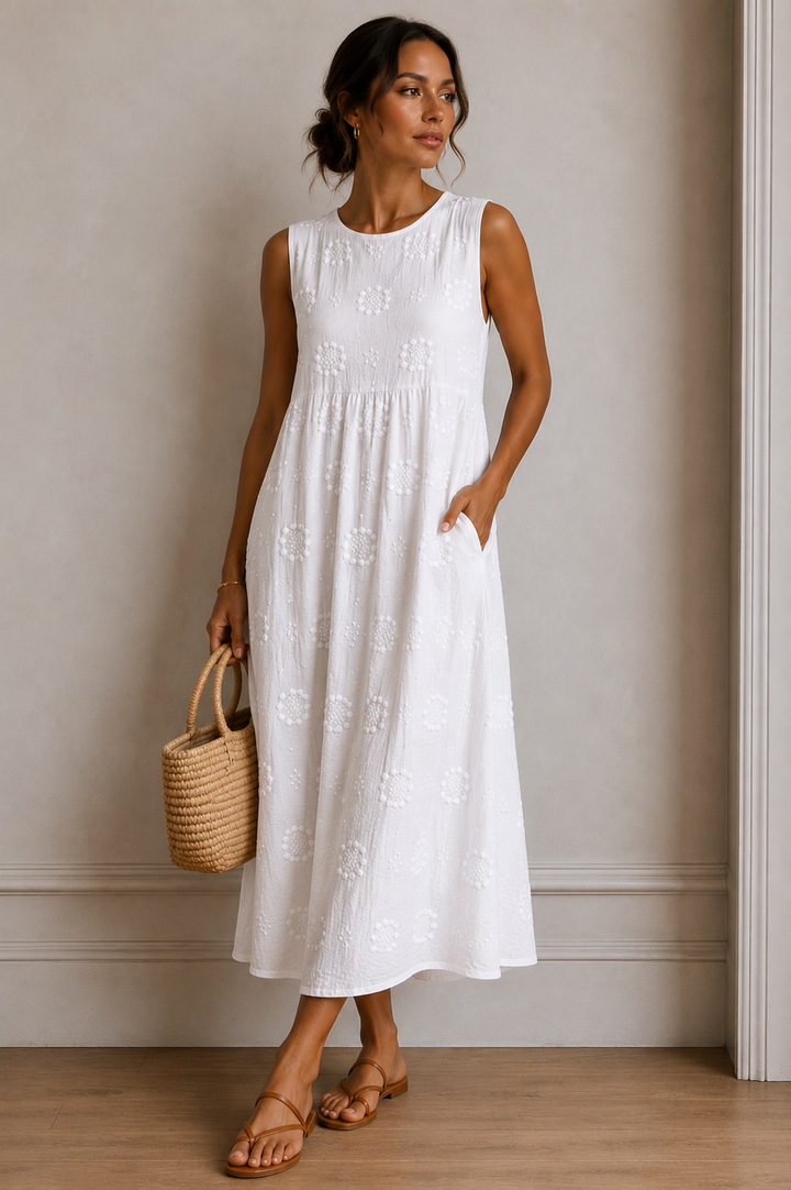 Women’s Sleeveless Embroidered Midi Dress