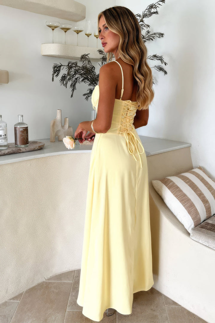 Women's Ruched Tie Front Maxi Dress