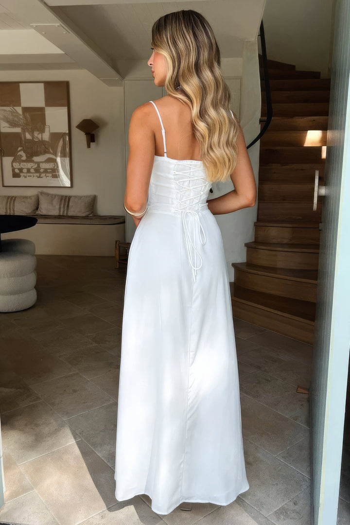 Women's Ruched Tie Front Maxi Dress