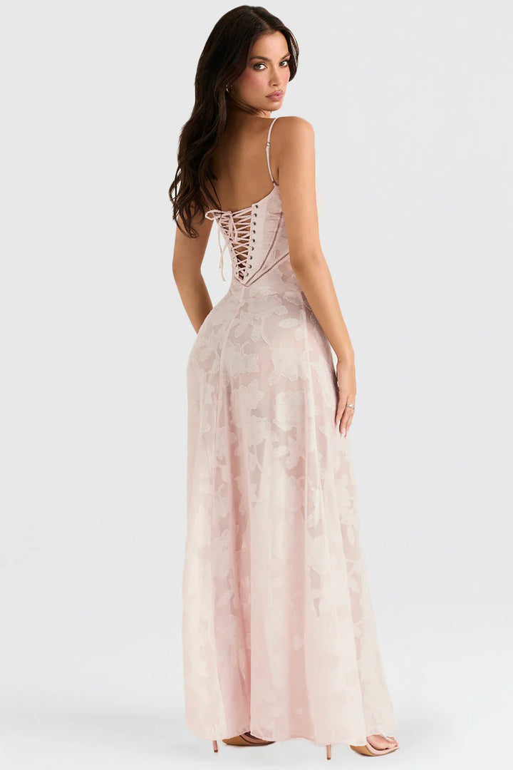 Women’s Corset Maxi Dress with Spaghetti Straps