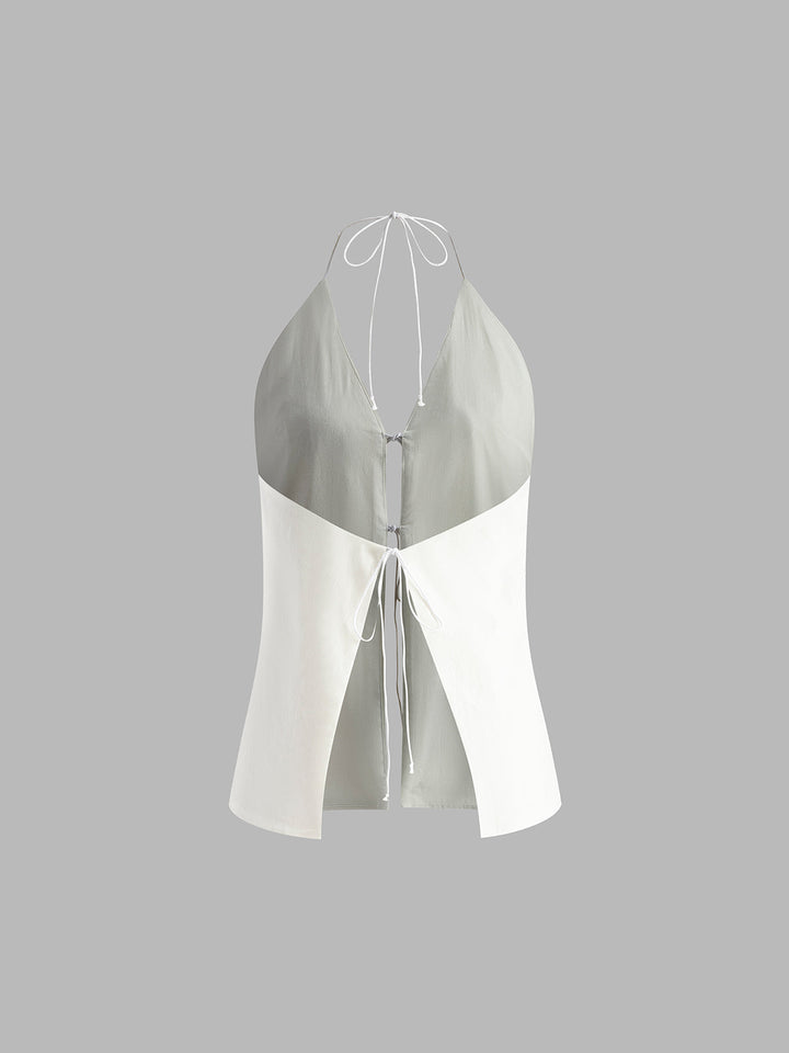 Women’s Cotton Halter Tie Top Two-Piece Set with Shorts