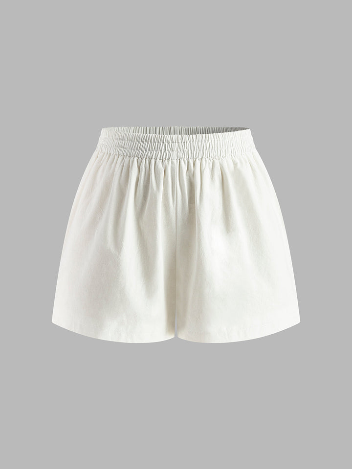 Women’s Cotton Halter Tie Top Two-Piece Set with Shorts