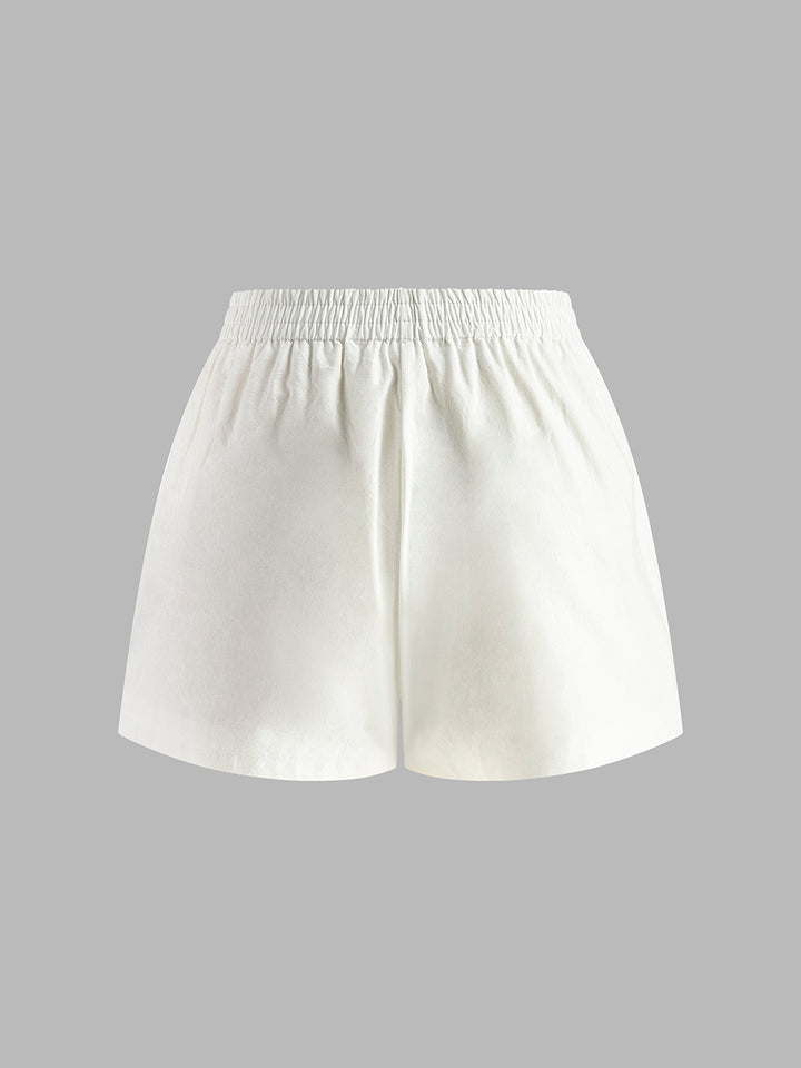Women’s Cotton Halter Tie Top Two-Piece Set with Shorts