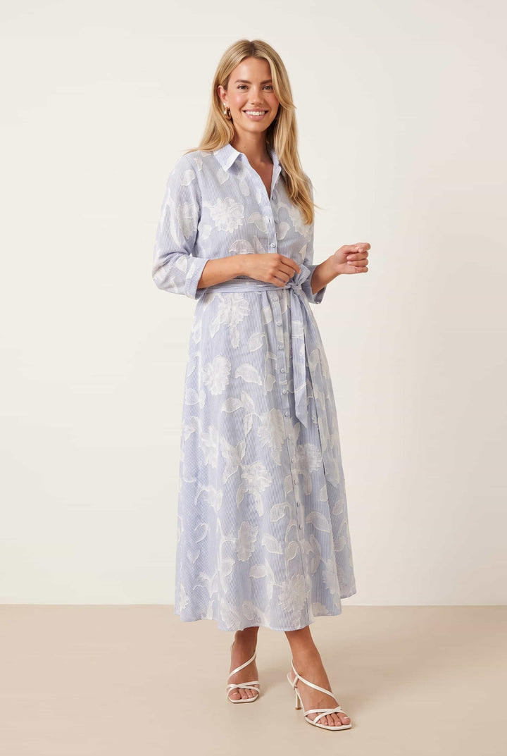 Women's Burnout Shirt Dress with Quarter Sleeves
