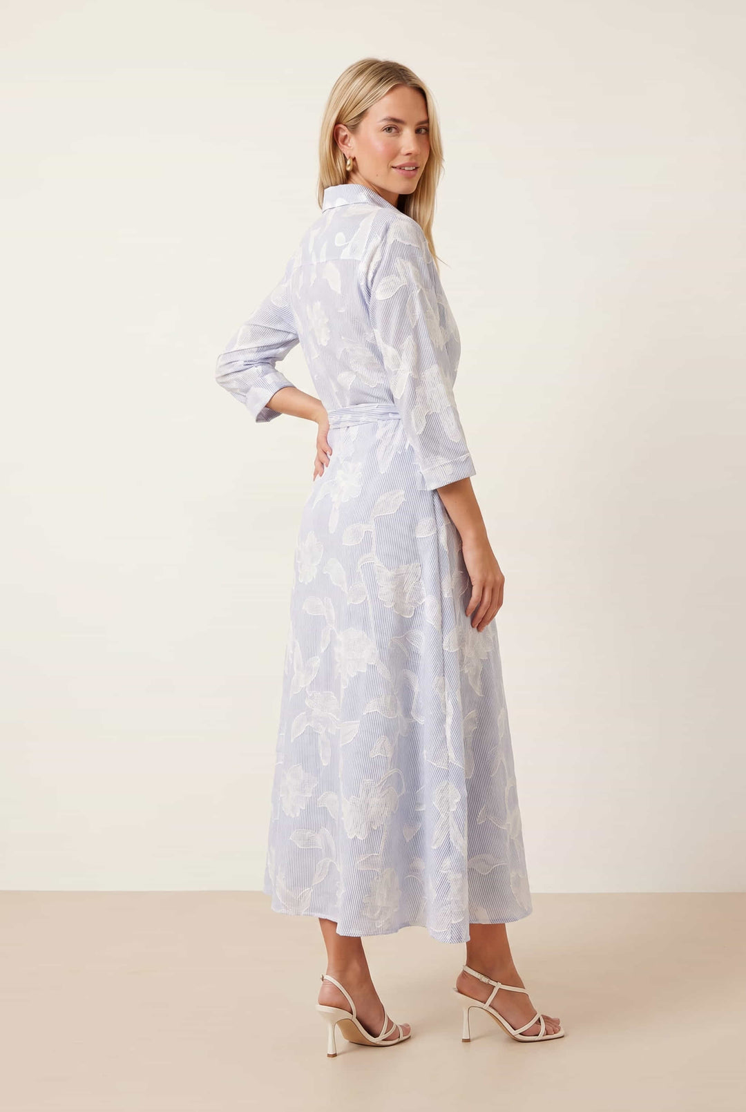 Women's Burnout Shirt Dress with Quarter Sleeves