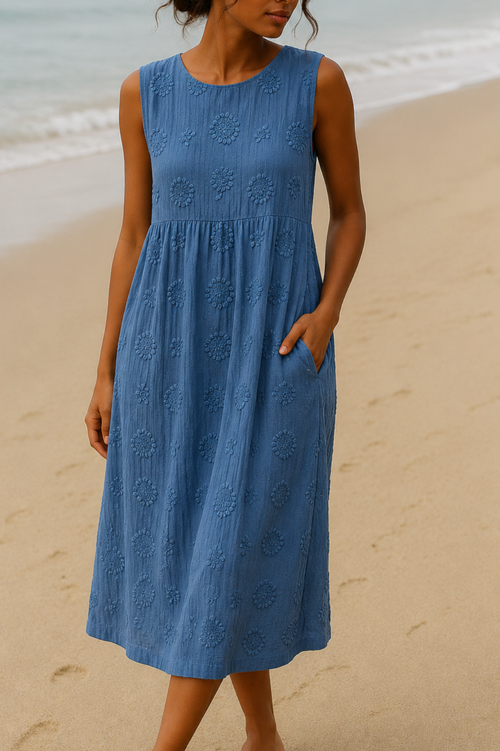 Women’s Sleeveless Embroidered Midi Dress