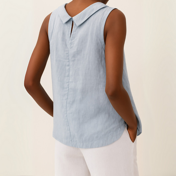 Women's Sleeveless Roll-Neck Minimalist Straight Fit Shell Top
