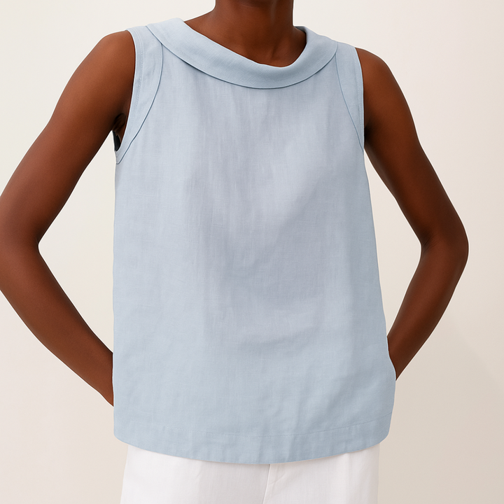 Women's Sleeveless Roll-Neck Minimalist Straight Fit Shell Top
