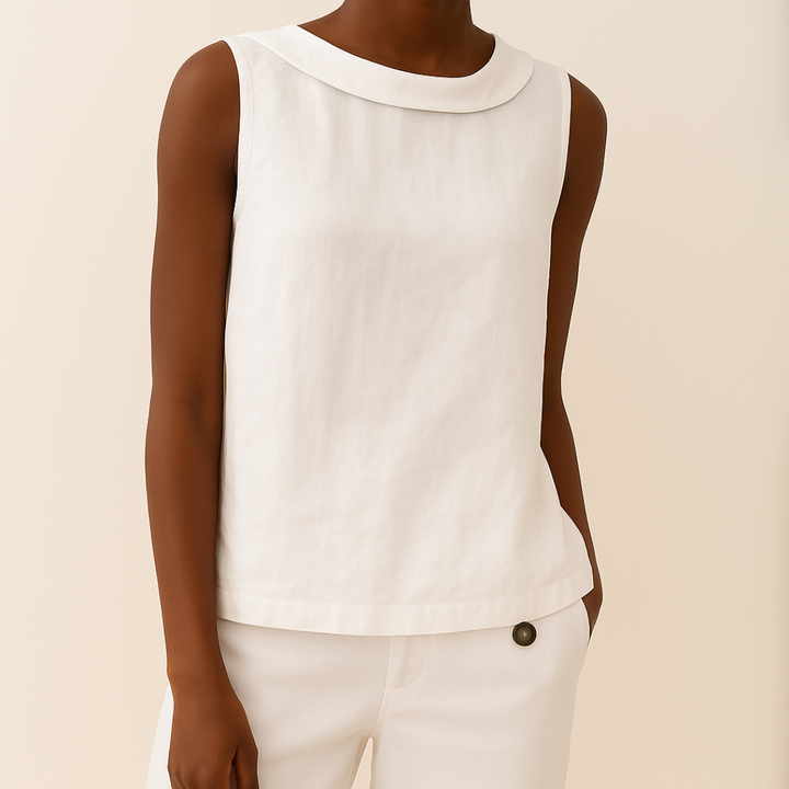 Women's Sleeveless Roll-Neck Minimalist Straight Fit Shell Top