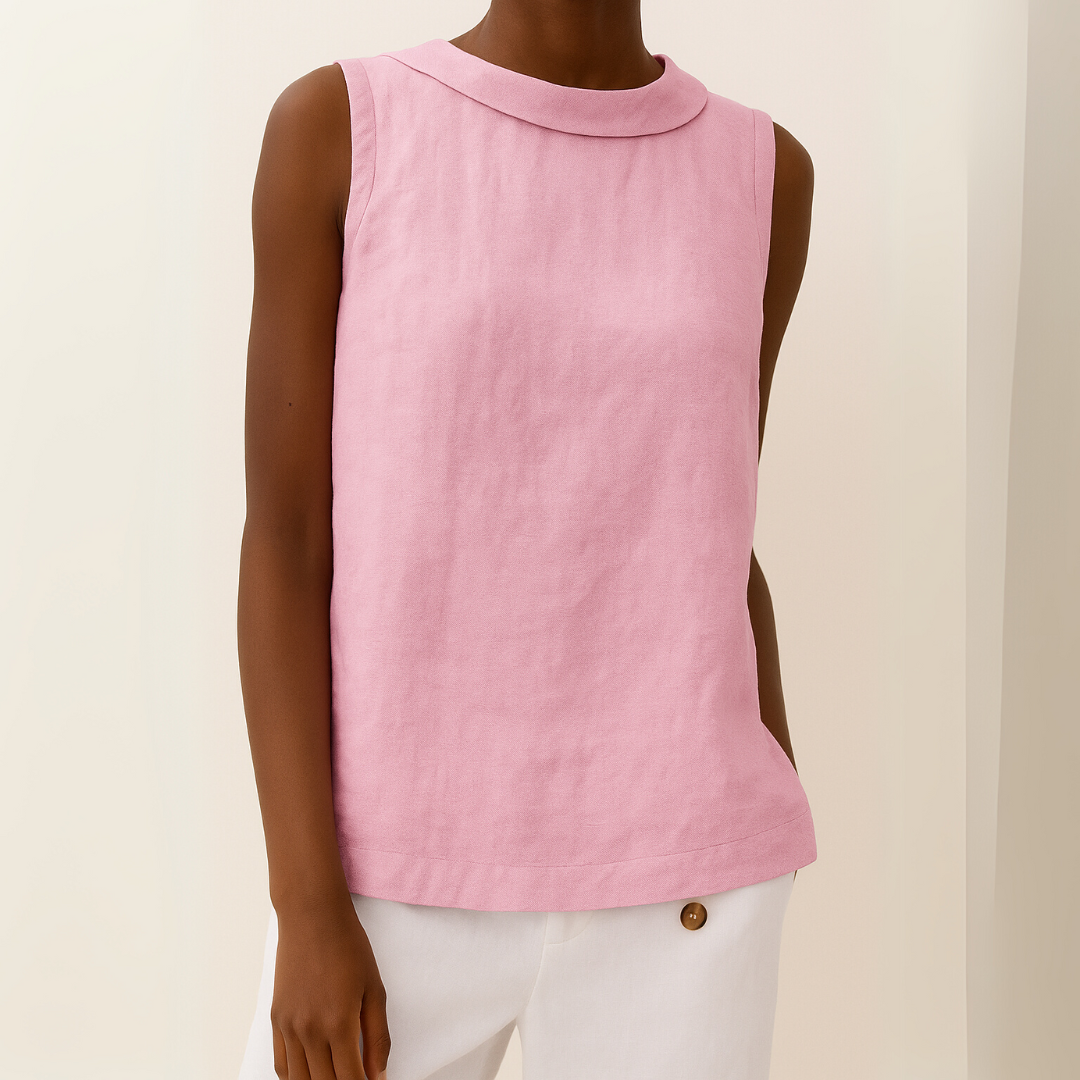 Women's Sleeveless Roll-Neck Minimalist Straight Fit Shell Top