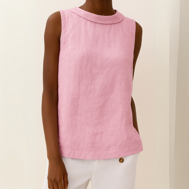 Women's Sleeveless Roll-Neck Minimalist Straight Fit Shell Top