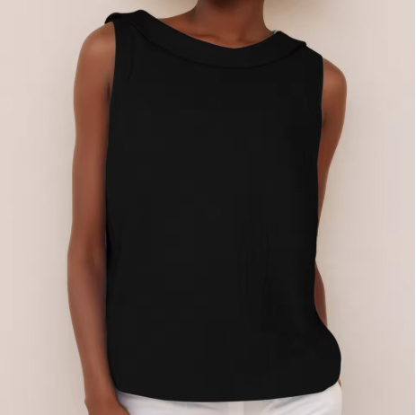Women's Sleeveless Roll-Neck Minimalist Straight Fit Shell Top
