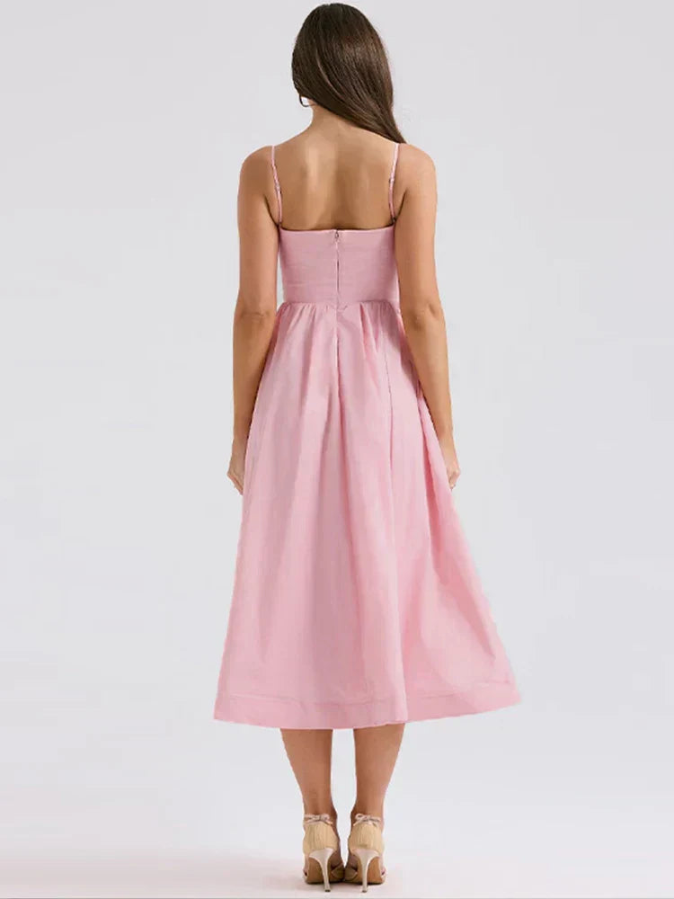 Women’s Spaghetti Strap A-Line Midi Dress