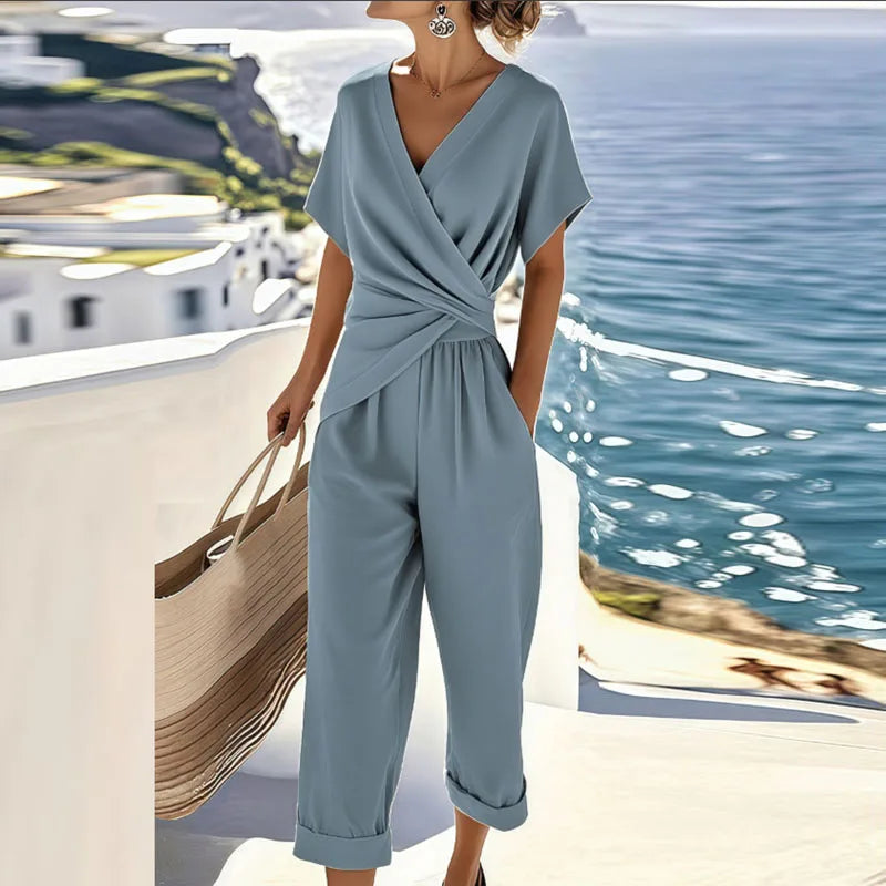 Women’s Wrap Front Pants and Top Two-Piece Set