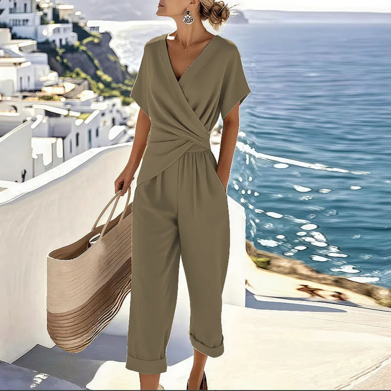 Women’s Wrap Front Pants and Top Two-Piece Set