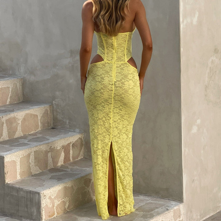 Women’s Halter Corset Lace Maxi Dress