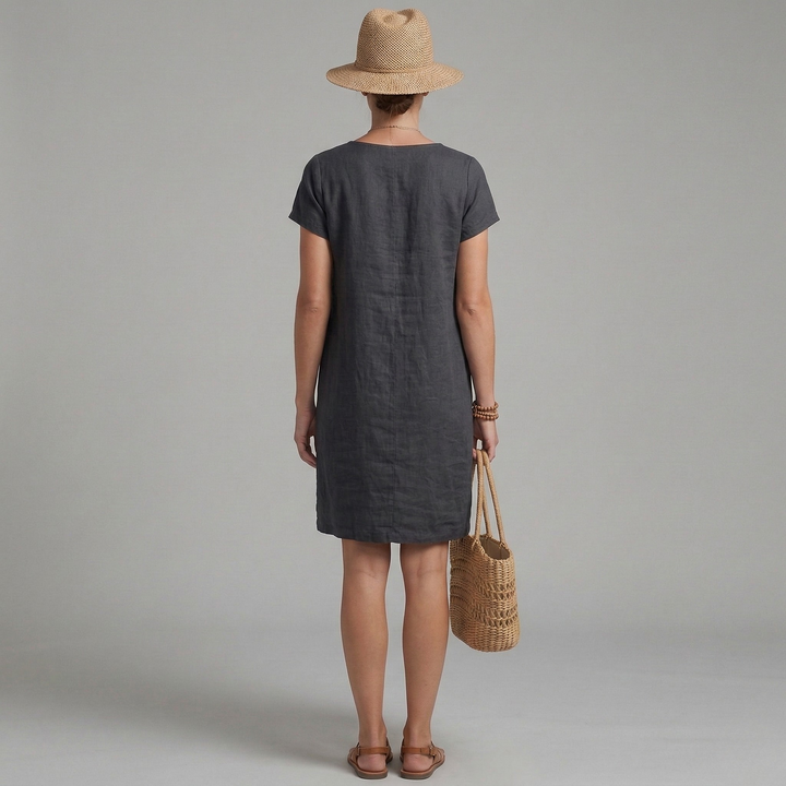 Women's Short Sleeve Mini Dress with Front Pockets