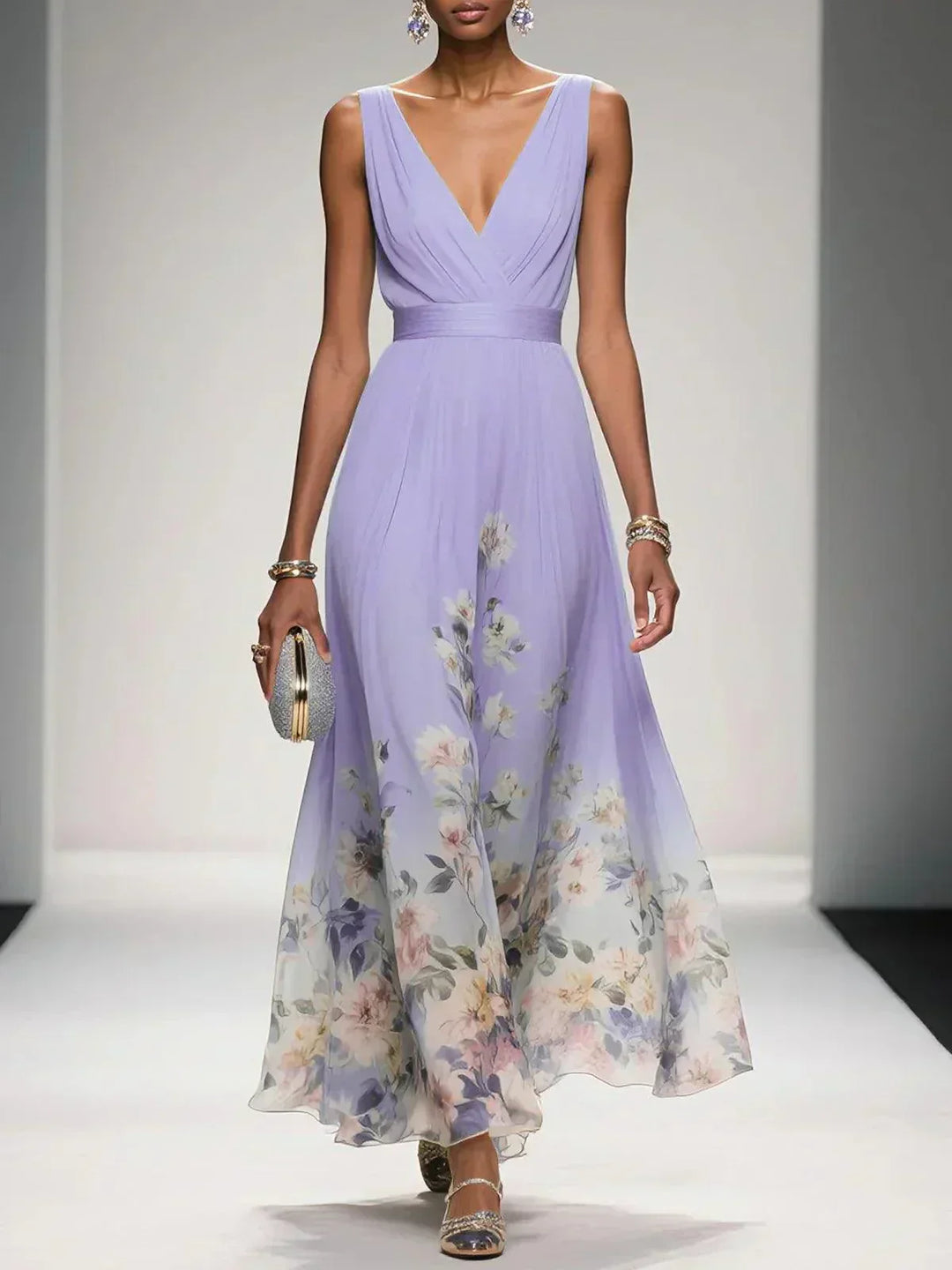 Women's Floral Print Wedding Guest Dress