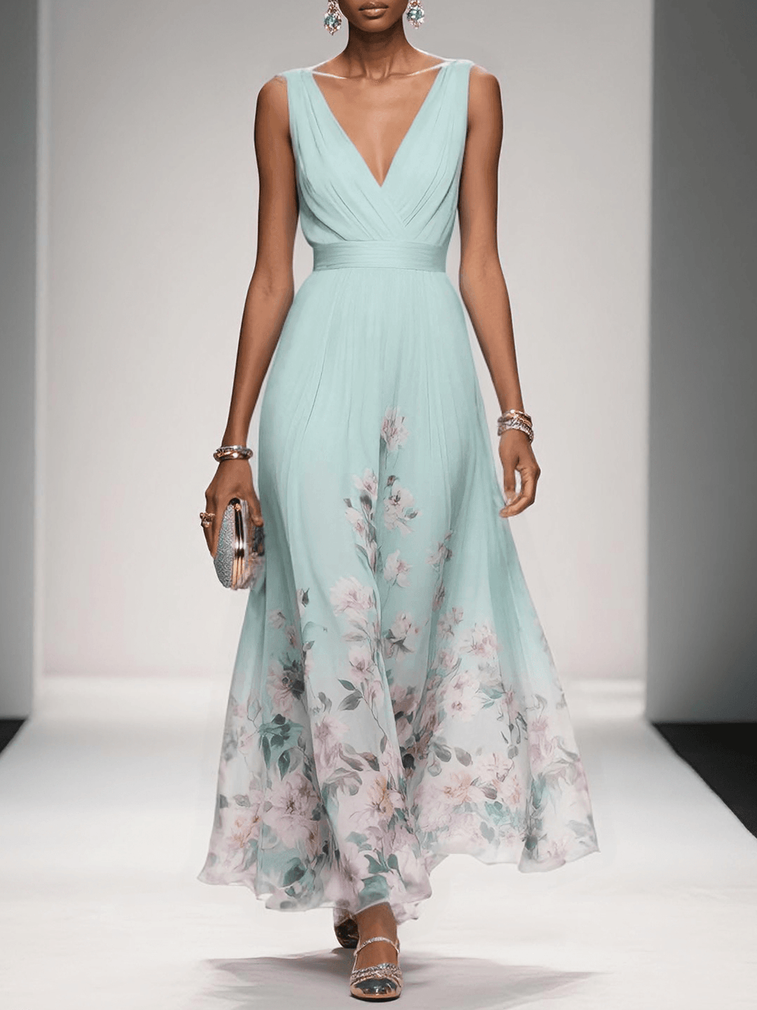 Women's Floral Print Wedding Guest Dress