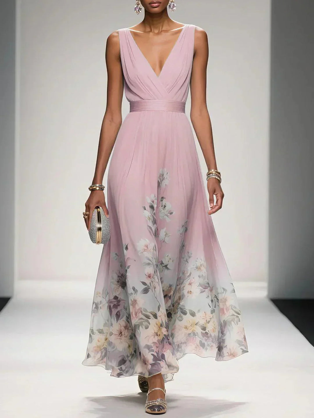 Women's Floral Print Wedding Guest Dress